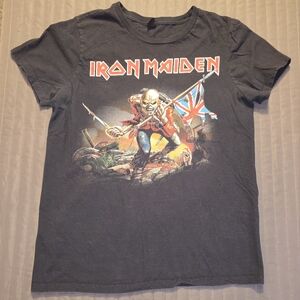Iron Maiden T-Shirt Eddie The Trooper Flag Heavy Metal Rock Band‎ - Size Medium